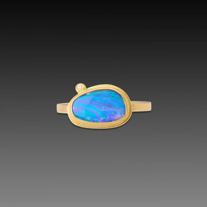 Luxury Diamond Rings-Australian Boulder Opal Ring