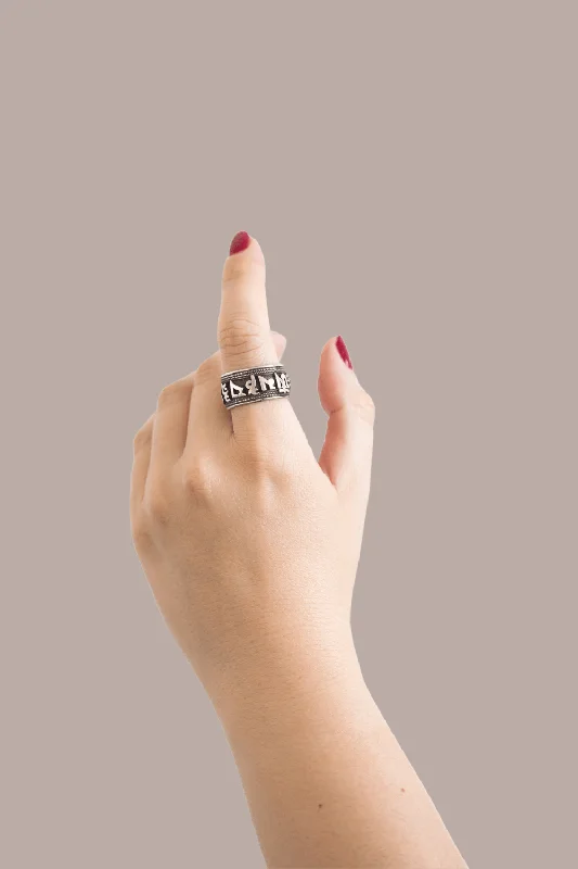 Birthstone Stackable Rings-Tibetan Mantra Men's Ring