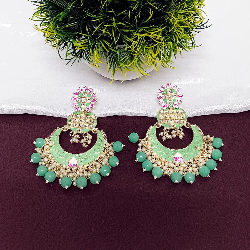 Bridal Earrings for Bridesmaids-Darshana Jewels Kundan And Meenakari Dangler Earrings