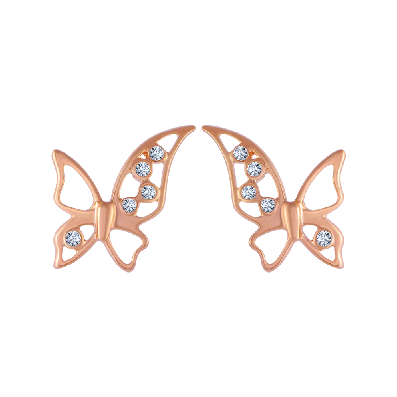 Wedding Party Earrings-18KT (750) Rose Gold And Diamond Stud Earrings For Women