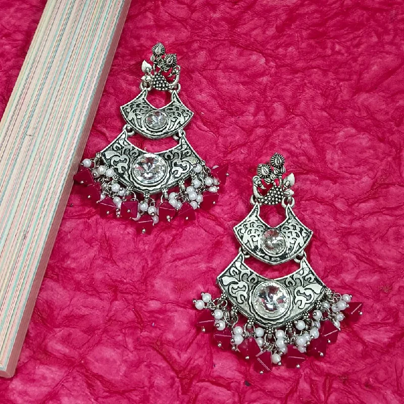 Chic Dangle Earrings-Darshana Jewels Crystal Stone Silver Plated Dangler Earrings