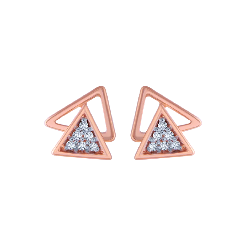 Art Deco Earrings-18KT (750) Rose Gold And Diamond Stud Earrings For Women