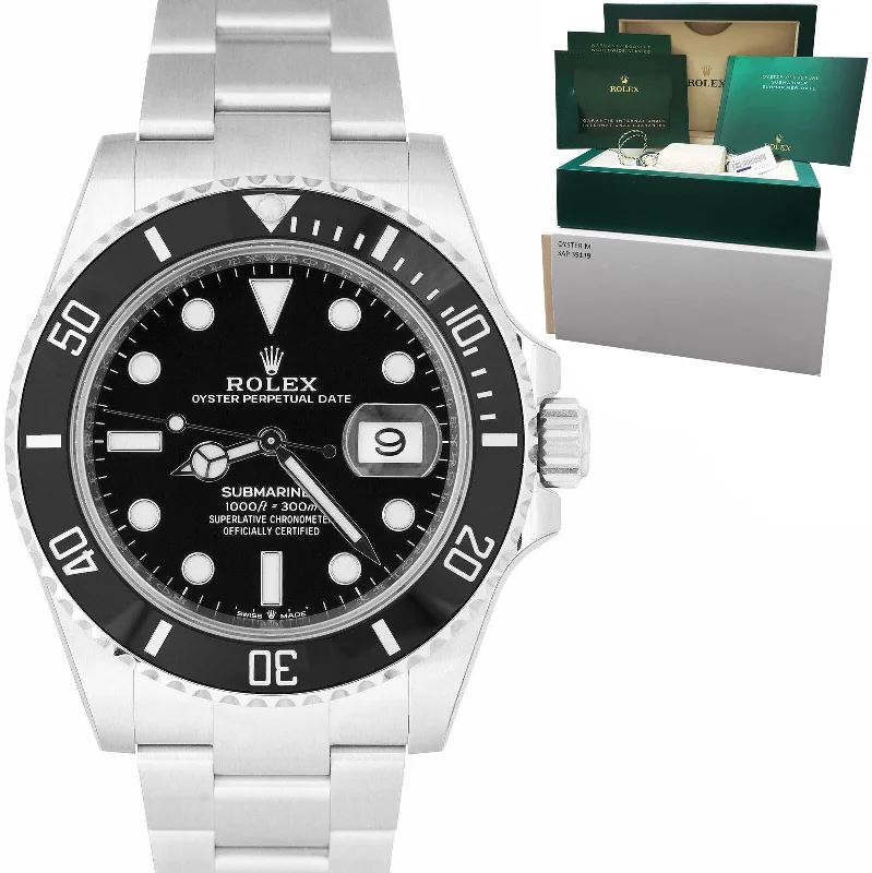 Waterproof Sports Watches-BRAND NEW APR. 2022 Rolex Submariner 41 Date Steel Black Ceramic Watch 126610 LN