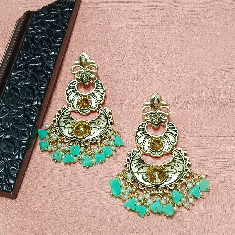 Funky Dangle Earrings-Darshana Jewels Crystal Stone Gold Plated Dangler Earrings