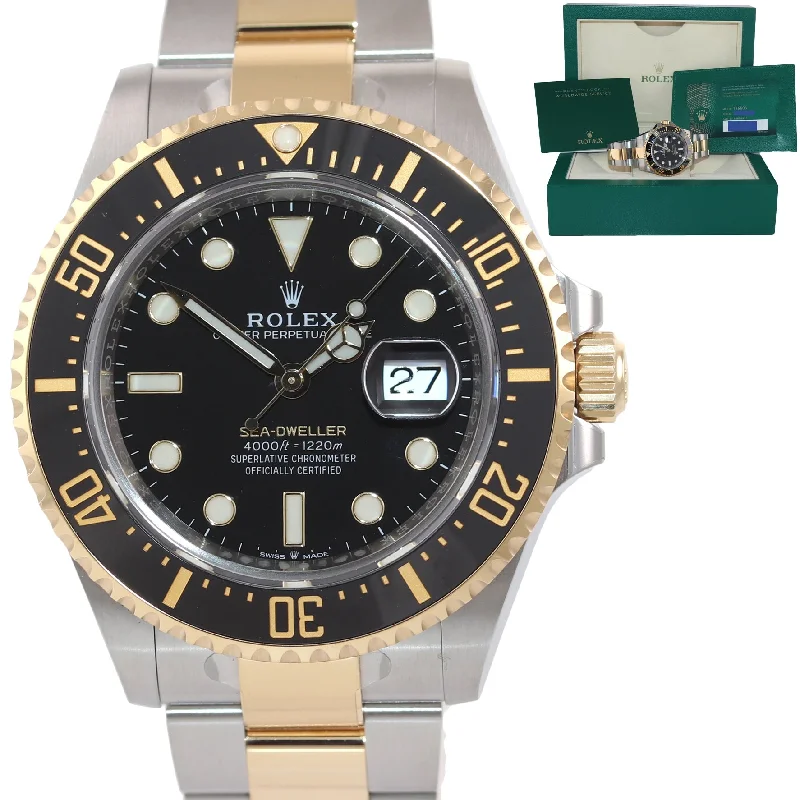 Men’s Digital Watches with Stopwatch-Dec 2021 PAPERS Rolex Sea-Dweller 43mm 126603 Two-Tone Yellow Gold Steel Watch