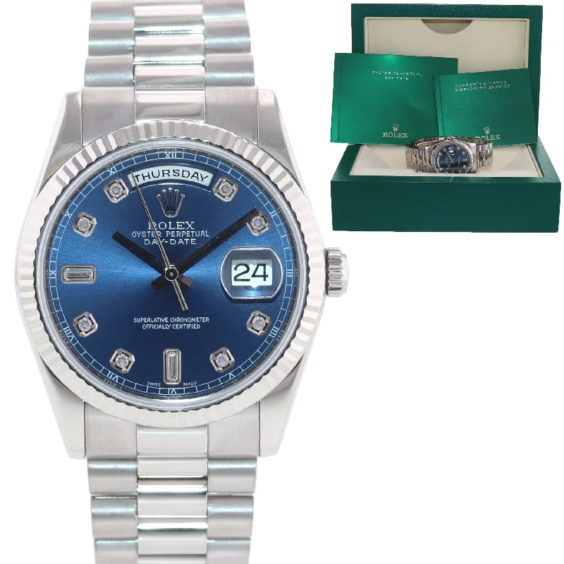 High-Tech Women’s Smart Watches-Rolex President Blue Diamond 118239 White Gold Watch newest buckle