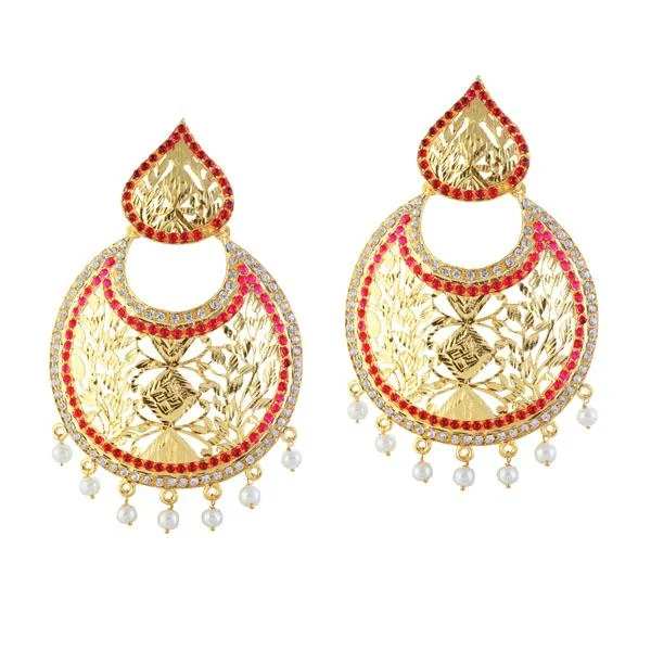 Diamond Stud Earrings-Kriaa Austrian Stone Gold Plated Chandbali Earrings