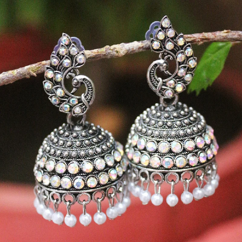 Fashionable Gold Earrings-H K Fashion Oxidised Plated  Austrian Stone Jhumki Earrings