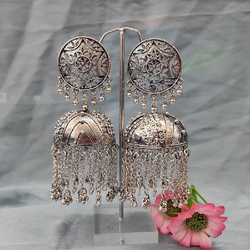 Unique Dangle Earrings-Darshana Jewels Oxidised  Plated Jhumki Earrings