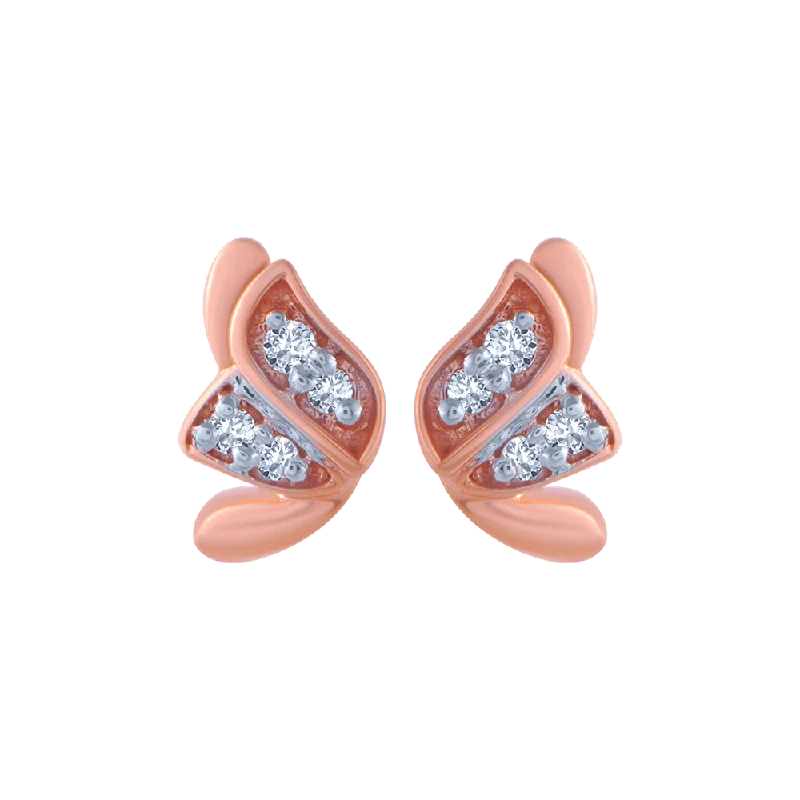 Glittery Earrings for Parties-18KT (750) Rose Gold And Diamond Stud Earrings For Women