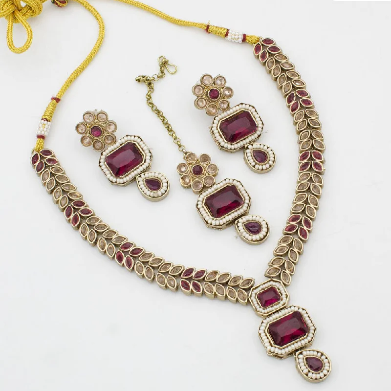 Colorful Gemstone Necklaces-JCM Gold Plated Austrian Stone Necklace Set