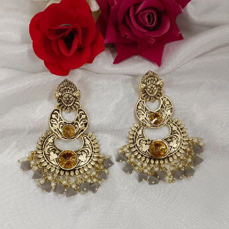 Colorful Drop Earrings-Darshana Jewels Crystal Stone Gold Plated Dangler Earrings