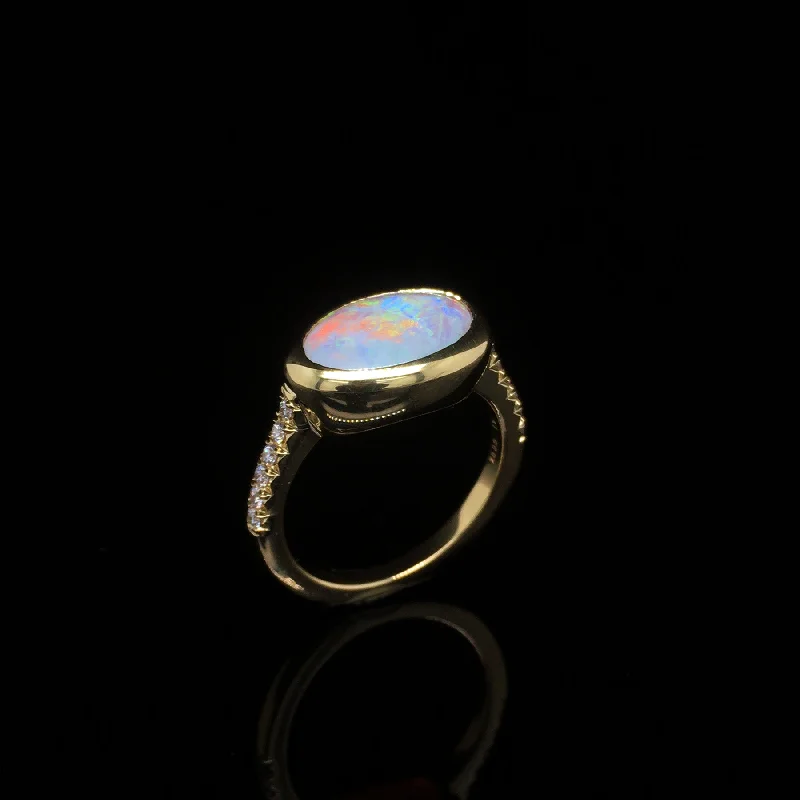 Luxury Wedding Bands-Opal Diamond Ring