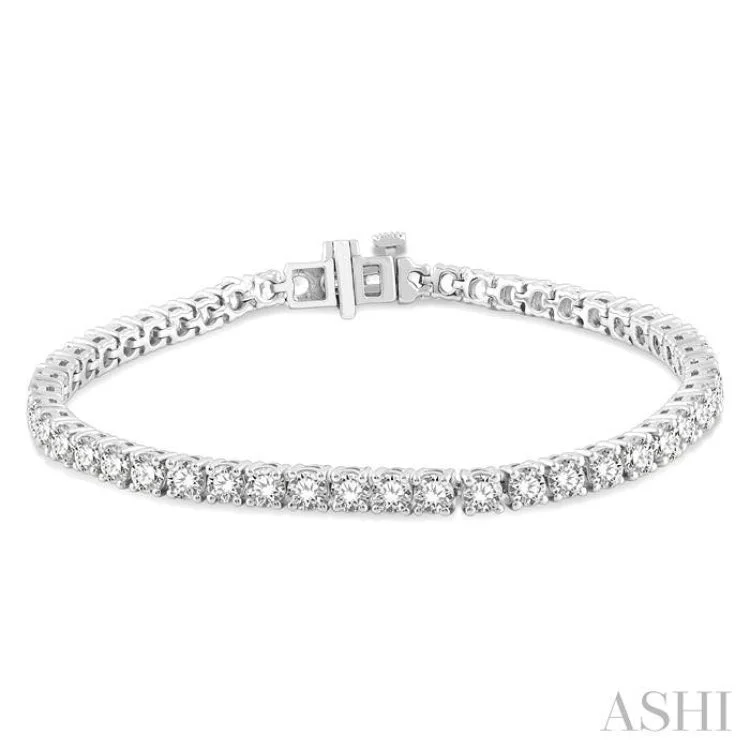 Double Strand Bracelets-7 Ctw Round Cut Diamond Tennis Bracelet in 14K White Gold