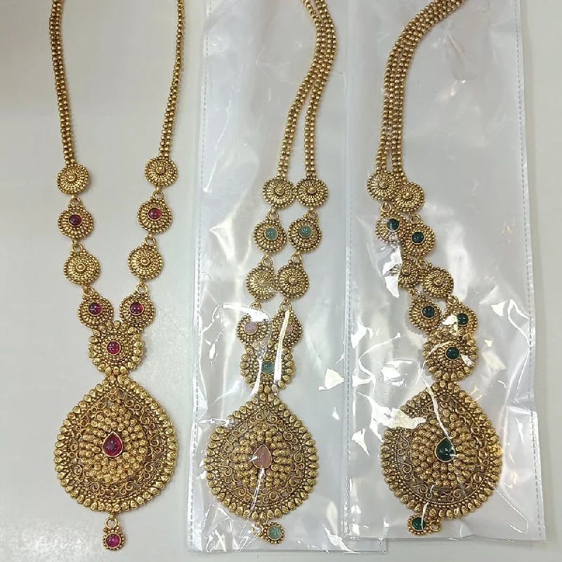 Customizable Necklaces for Bridesmaids-Rani Sati Jewels Gold Plated Necklace Set (1 Piece Only)