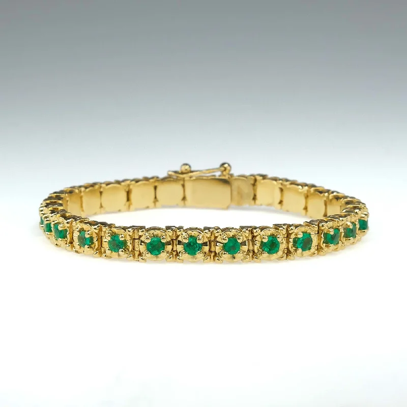 Designer Charm Bangles-Emerald Tennis Bracelet in 18K Yellow Gold