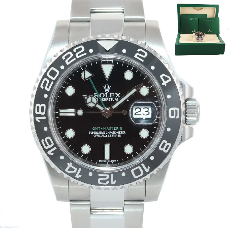 Classic Swiss Watches for Men-2018 MINT Rolex GMT Master II 116710 Steel Ceramic Black Dial 40mm Watch Box