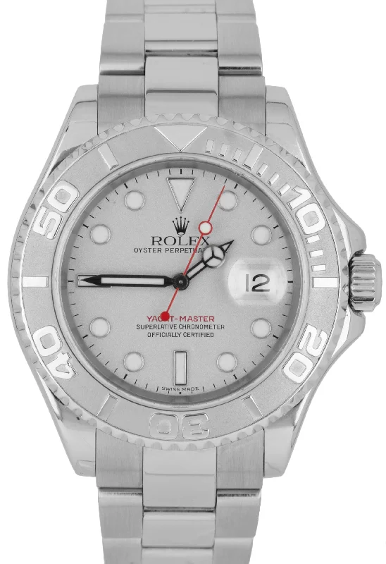 Personalized Watches for Special Occasions-Men's Rolex Yacht-Master Stainless Steel Platinum 40mm Oyster Date Watch 16622