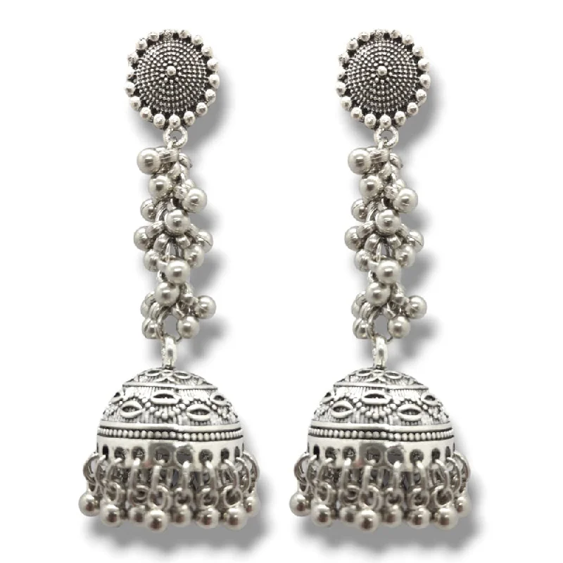 Bold Statement Earrings-Bajana Lifestyle Oxidised Long Fancy Earing For Women