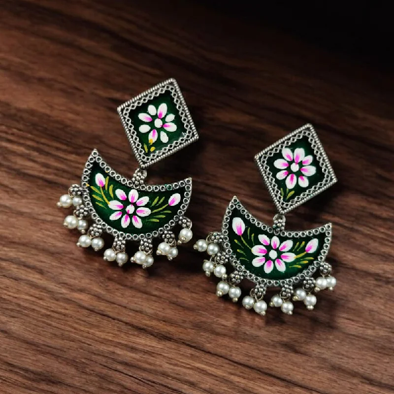 Colorful Resin Earrings-Maharani Jewels Oxidised Plated Meenakari Ghungroo Dangler Earrings