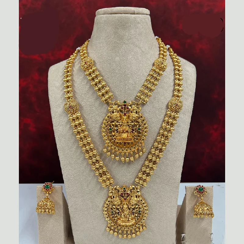 Unique Necklace Designs-Diksha Collection Pota Stone Necklace Combo Set