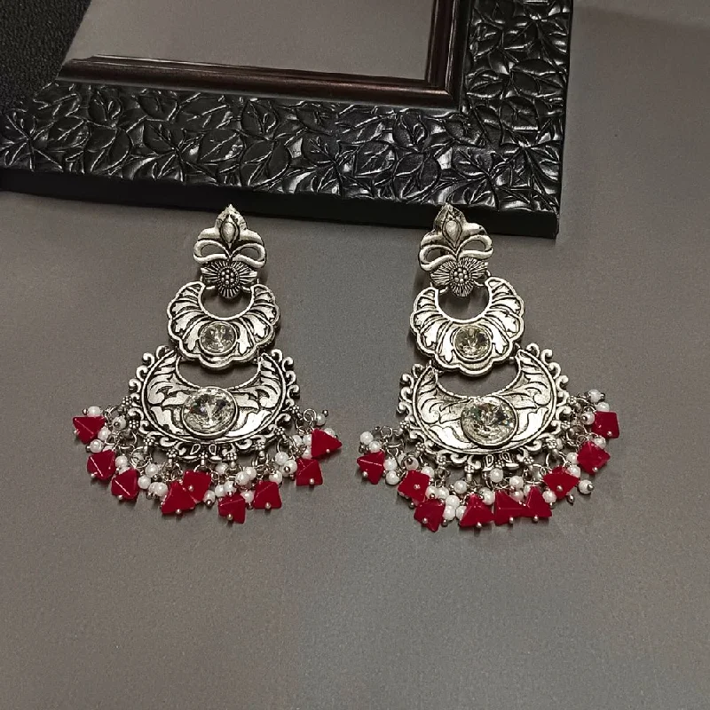 Beautiful Dangle Earrings-Darshana Jewels Crystal Stone Silver Plated Dangler Earrings