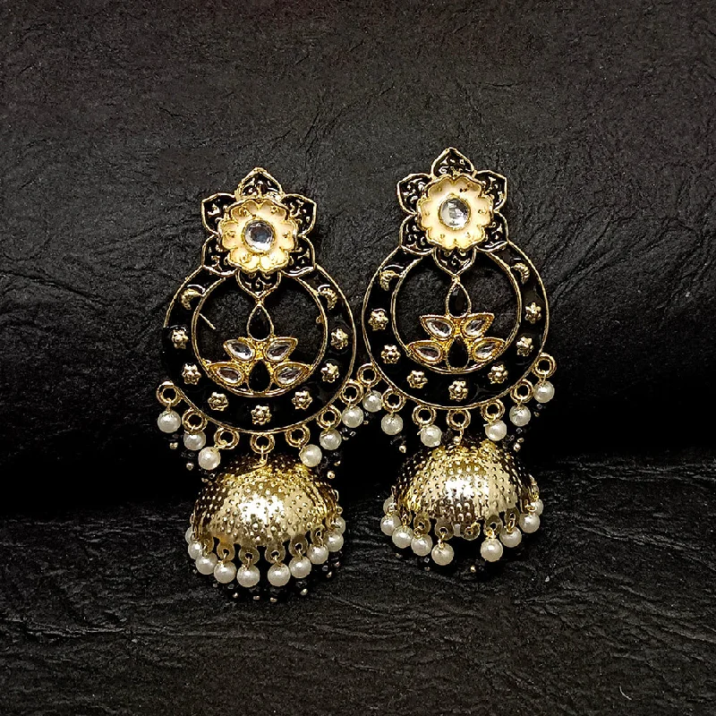 Layered Hoop Earrings-Darshana Jewels Gold Plated Meenakari Jhumki Earrings