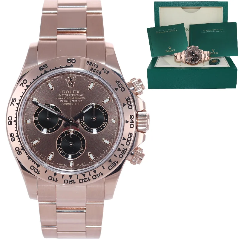 High-Tech Smart Watches for Women-Rolex Daytona Rose Gold Chocolate Stick Dial 116505 Chrono Watch