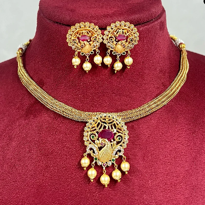 Custom Birthstone Necklaces-Diksha Collection Gold Plated Necklace Set