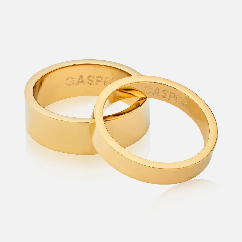 Trendy Gold Rings for Women-Twin Band