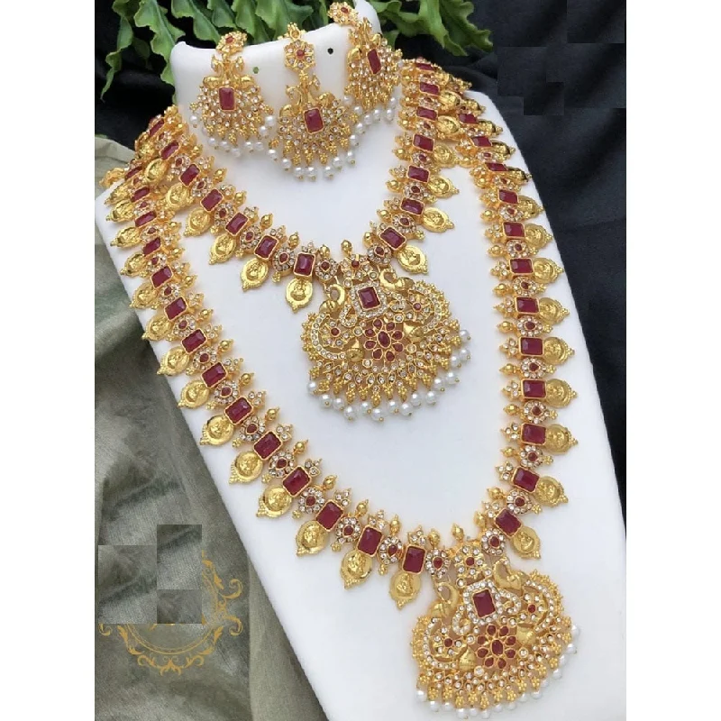 Large Gemstone Necklaces-Akruti Collection Gold Plated Necklace Set