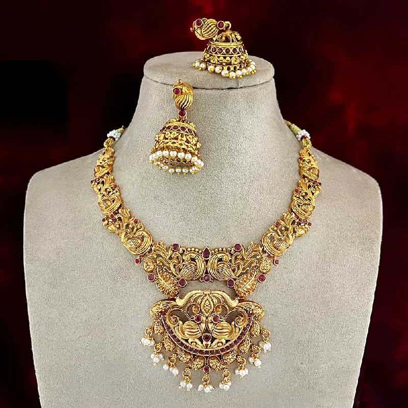 Simple Silver Necklaces-Diksha Collection Gold Plated Necklace Set