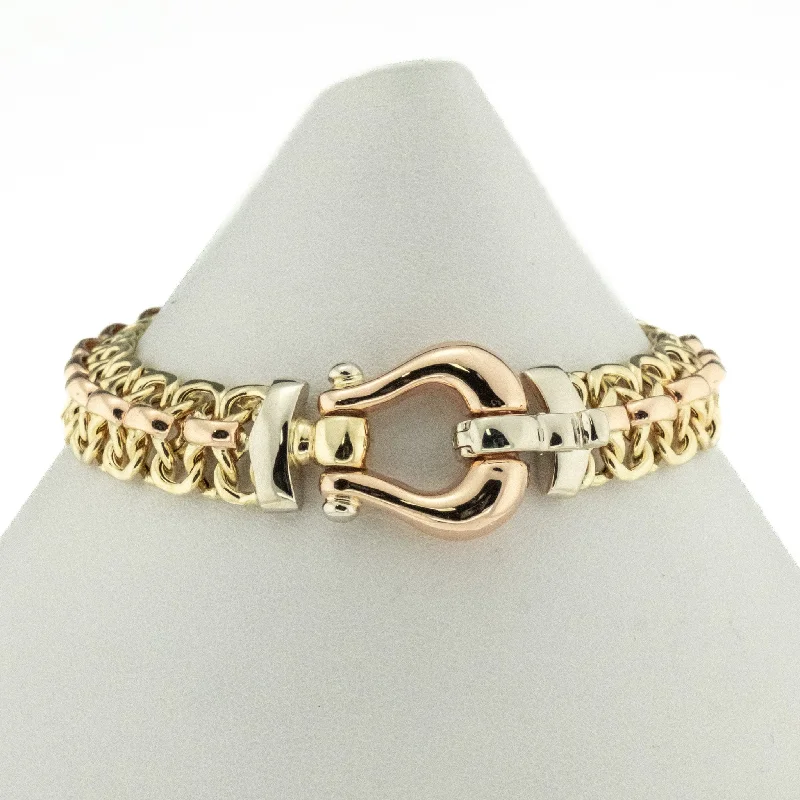 Birthstone Bracelets for Women-Faro Gold Fashion Bracelet 8" in 14K Three Tone Gold