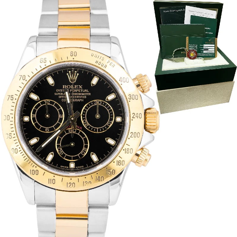 Men’s Watches with Multiple Functions-2008 Rolex Daytona Cosmograph 40mm Black Gold Two-Tone Stainless Watch 116523