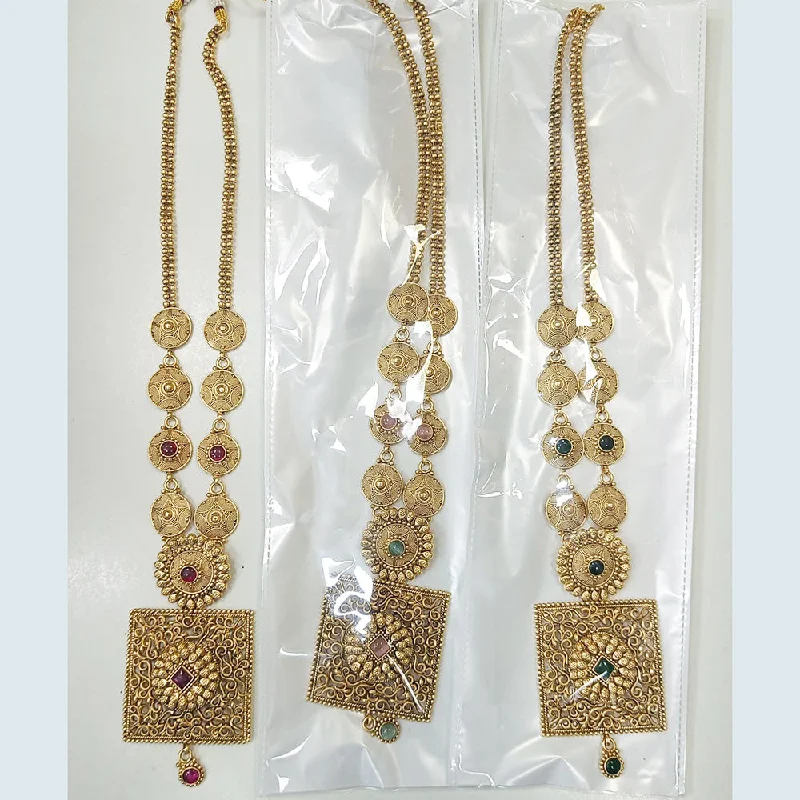 Large Statement Necklaces-Rani Sati Jewels Gold Plated Necklace Set (1 Piece Only)