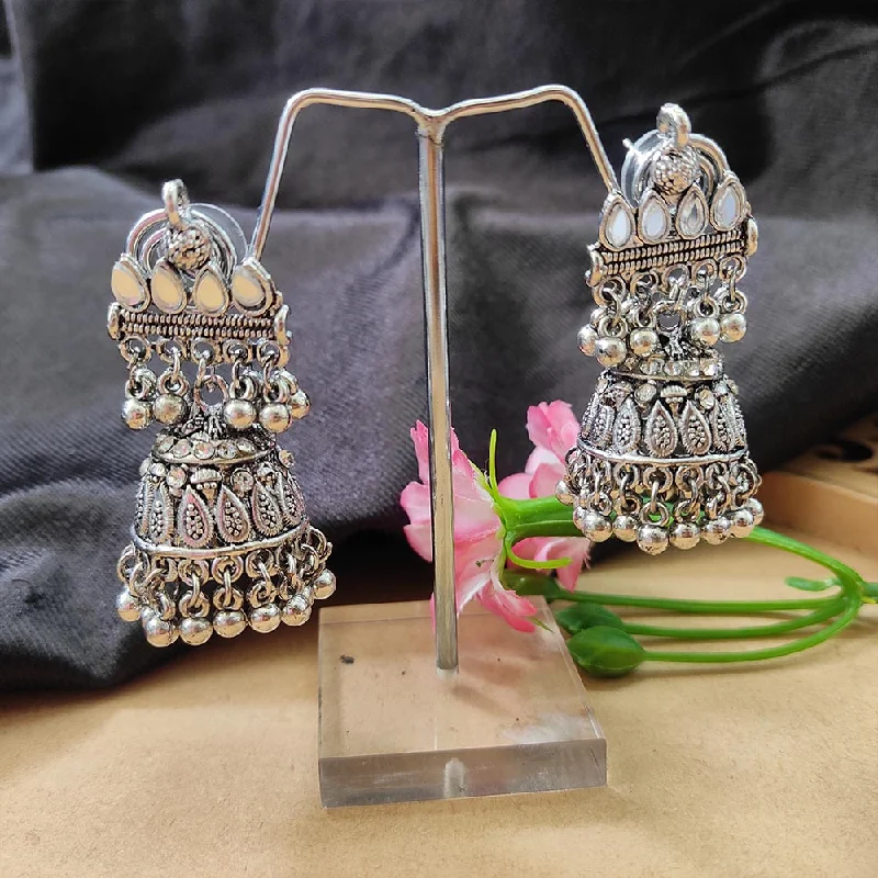 Boho Chic Earrings-Darshana Jewels Oxidised  Plated Jhumki Earrings