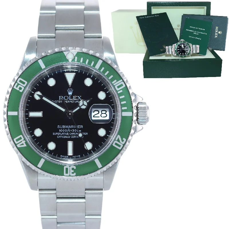 Modern Women’s Digital Watches-2003 FLAT 4 ERA Rolex Submariner F Serial Kermit Green Submariner 16610LV Watch