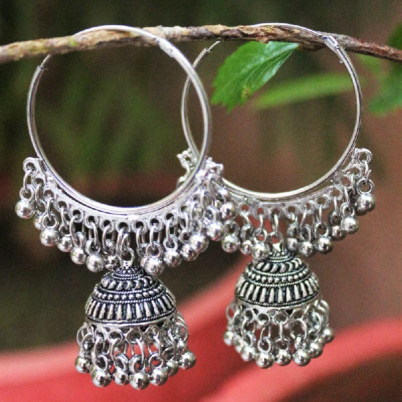 Retro Style Earrings-H K Fashion Oxidised Plated Jhumki Earrings