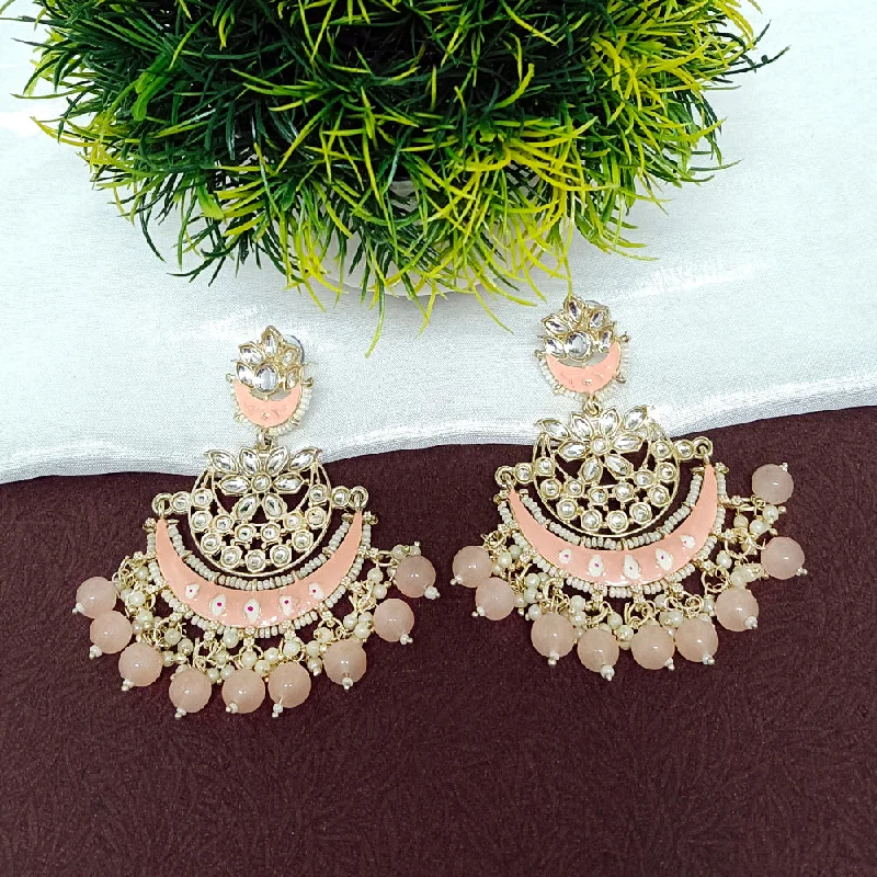 Small Silver Hoop Earrings-Darshana Jewels Gold Plated Kundan Stone And Meenakari Dangler Earrings