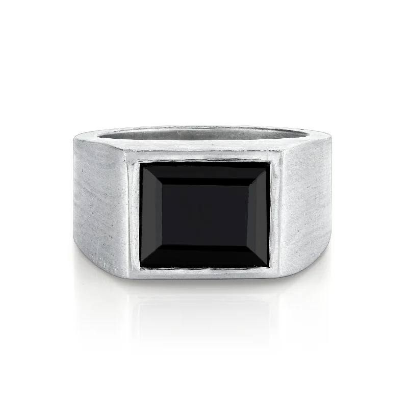 Classic Gemstone Engagement Rings-Men's Onyx Signet Ring | Ready to Ship