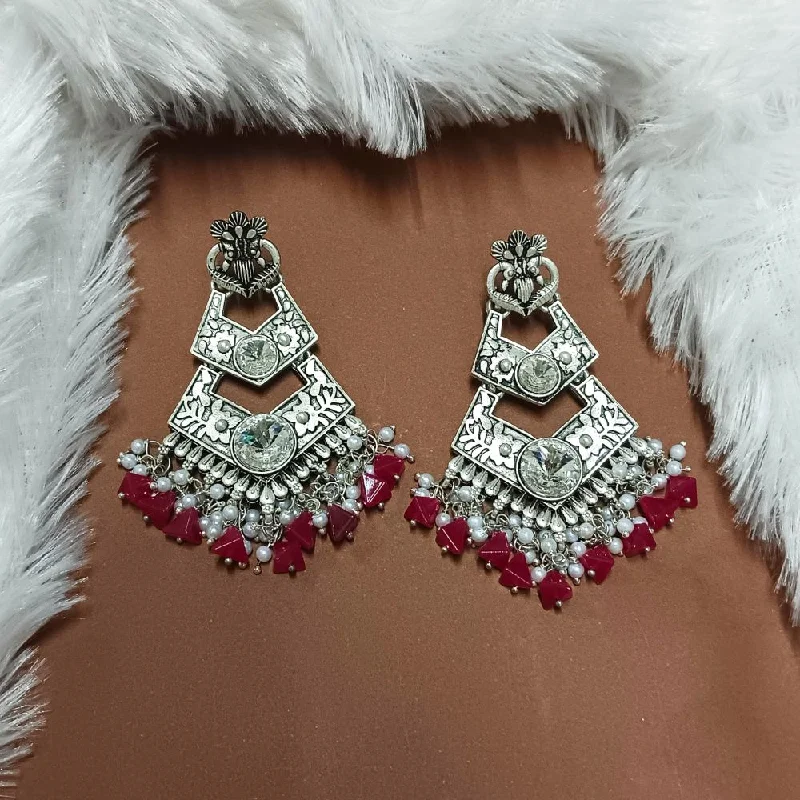 Chunky Gold Earrings-Darshana Jewels Crystal Stone Silver Plated Dangler Earrings