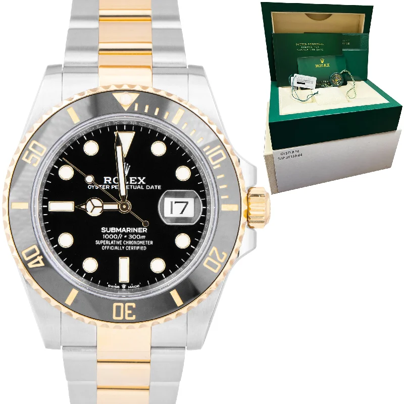 Trendy Fitness Watches for Men-2021 Rolex Submariner Date 41mm Ceramic Two-Tone Gold Black Watch 126613 LN B+P