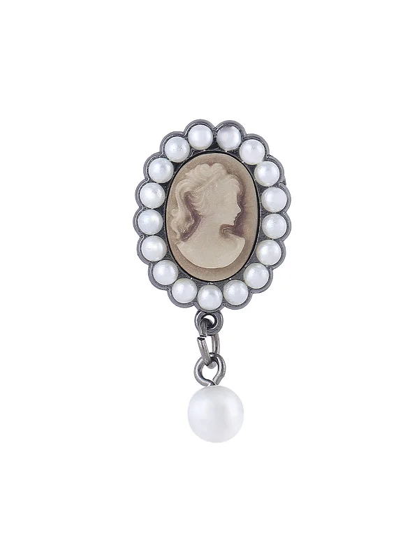 Classic Diamond Brooch-Vintage Lady Cameo Pearl Brooch Pin