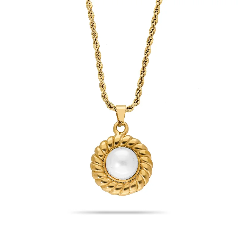 Bohemian Style Necklaces-Pearl sun necklace gold