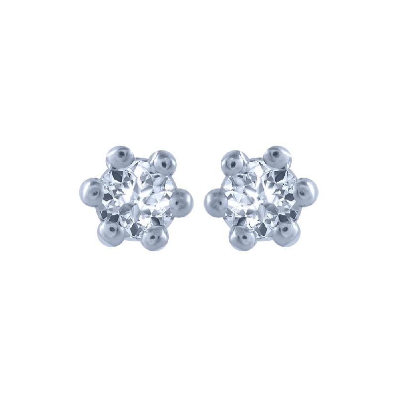 Chic Silver Stud Earrings-18KT (750) White Gold And Diamond Stud Earrings For Women