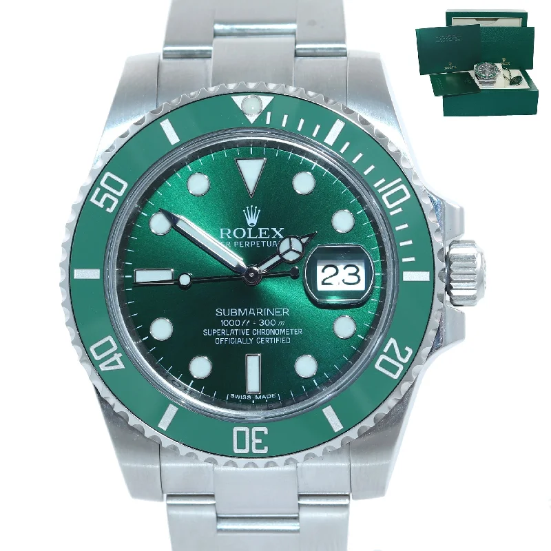 Leather Band Designer Watches for Men-2019 DISCONTINUED Rolex Submariner Hulk 116610LV Green Ceramic Watch Box