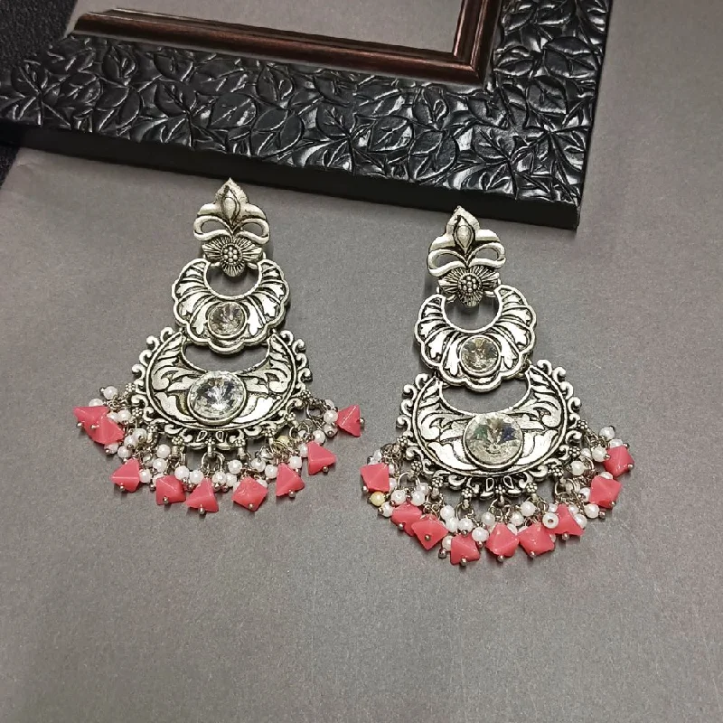 Bright Colored Earrings-Darshana Jewels Crystal Stone Silver Plated Dangler Earrings