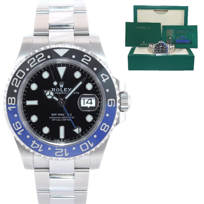 Retro Style Watches-2021 NEW PAPERS Rolex GMT Master Batman Black Blue Oyster Ceramic 126710 Watch