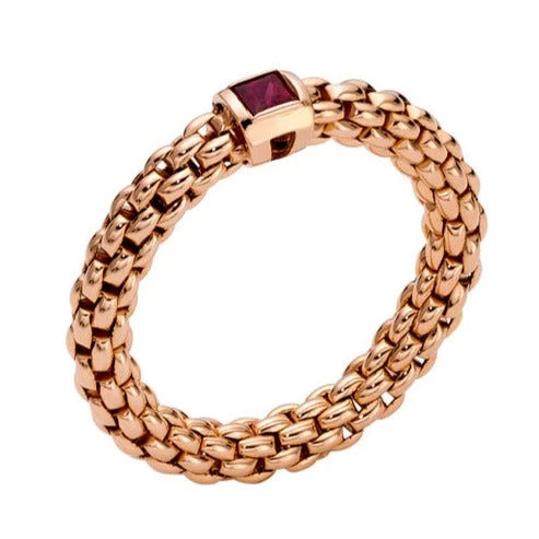 18k Rose Gold with Ruby (~0.15 ctw) (Size M)