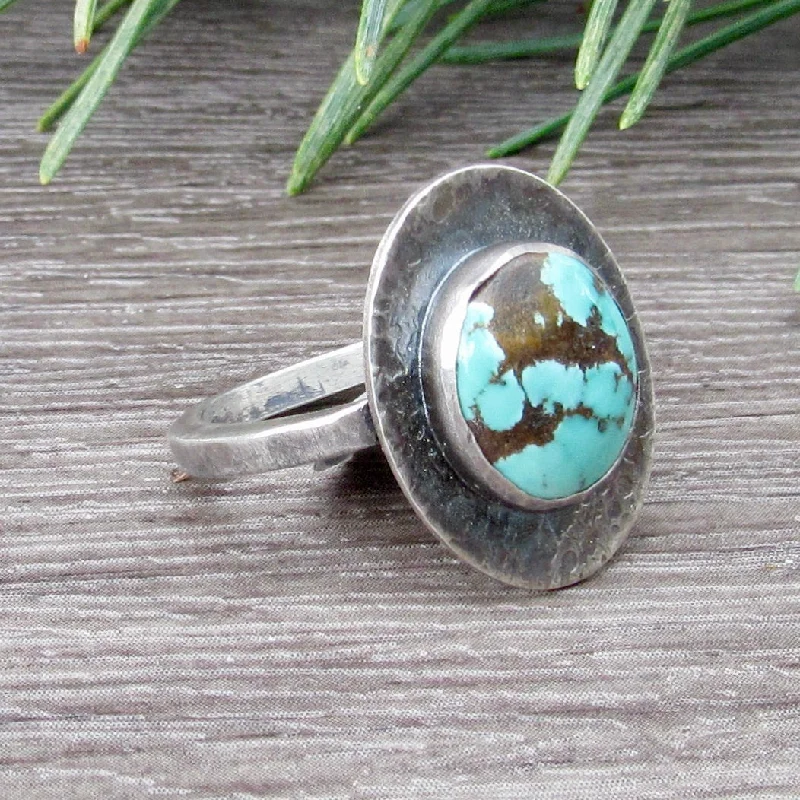 Men's Silver Wedding Bands-Turquoise Ring III